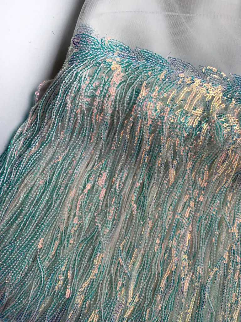 FLECOS - LENTEJUELAS - BLANCO TORNASOL - 20cm - por METRO