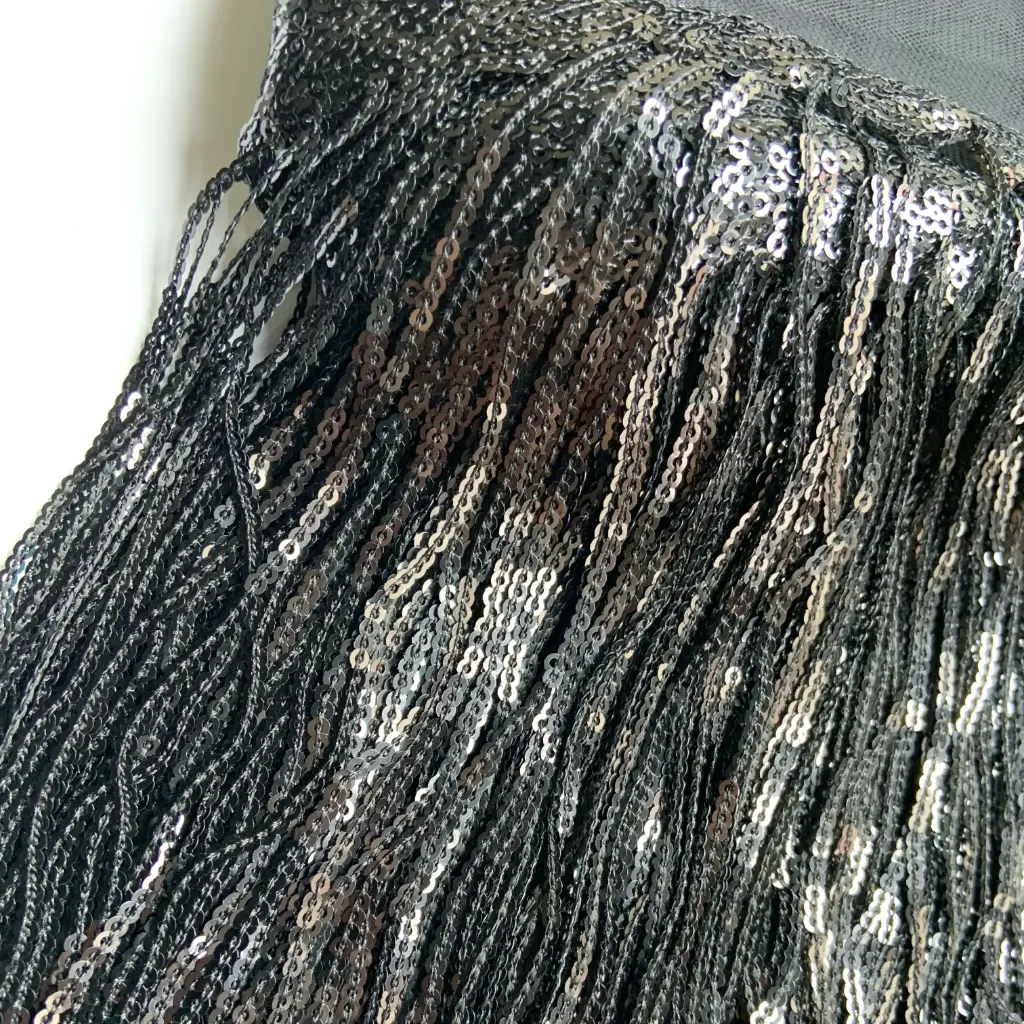 FLECOS - LENTEJUELAS - NEGRO - 20cm - por METRO