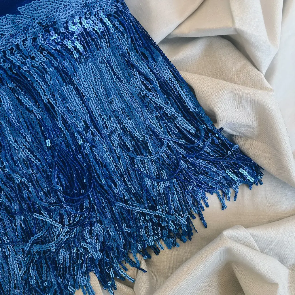 FLECOS - LENTEJUELAS - AZUL ELECTRICO - 20cm - por METRO