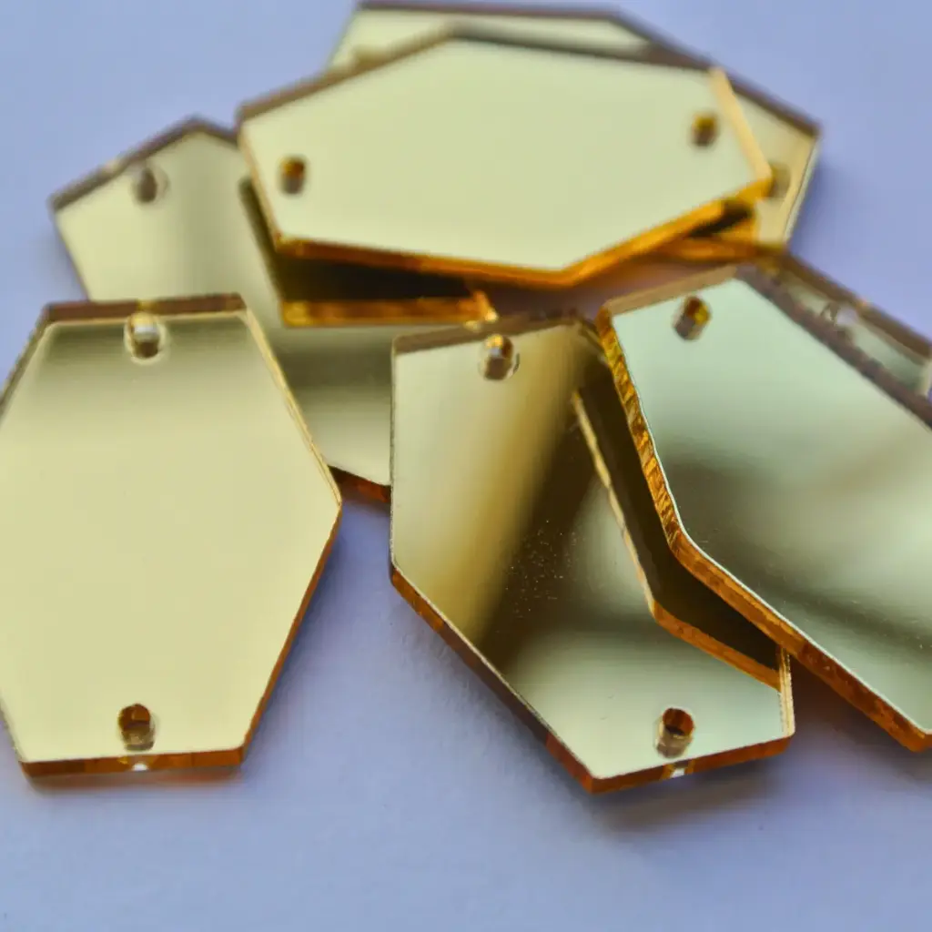 ESPEJOS - HEXAGONO - DORADO - 18x25 - (x100)