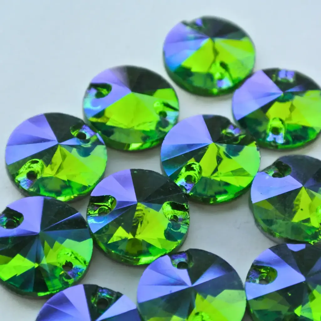 SEWON CRYSTAL - RIVIOLI - ESMERALD AB - 14mm - (x1)