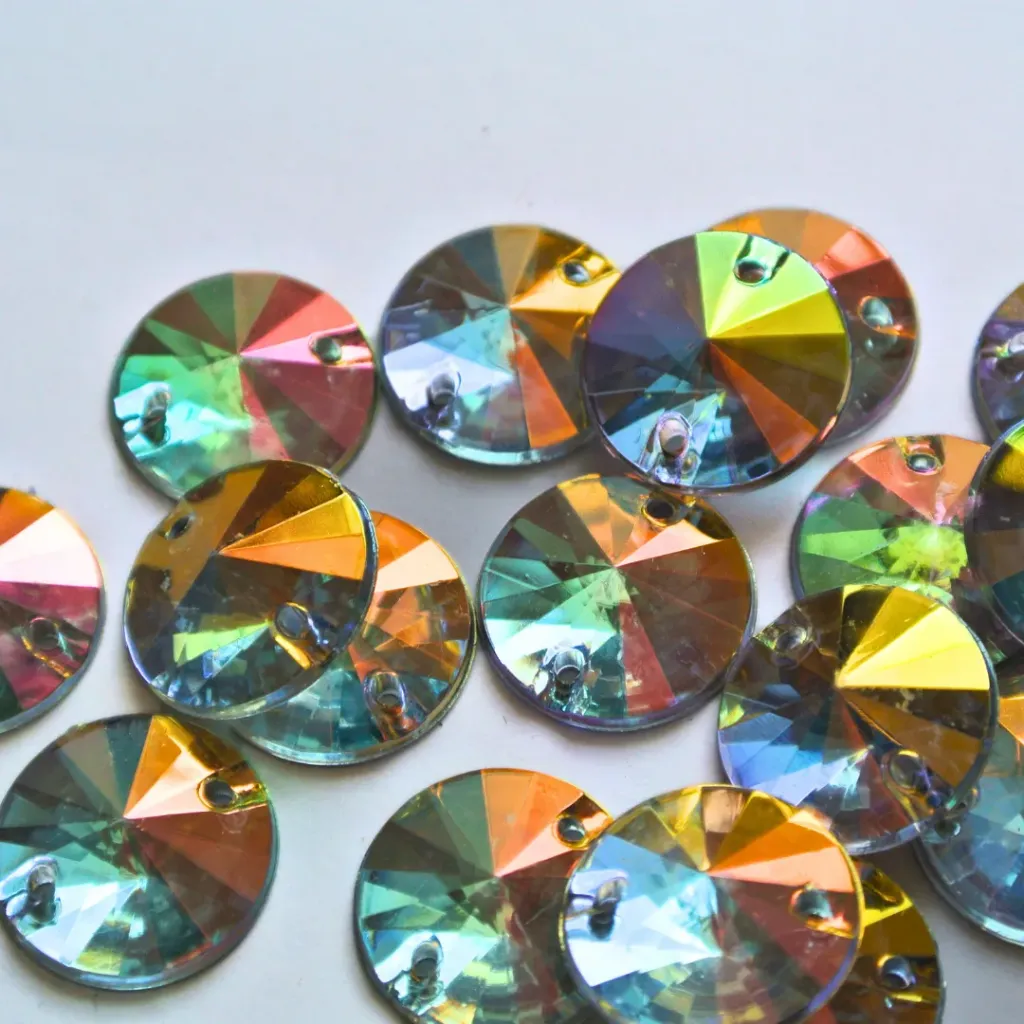 PIEDRAS ACRÍLICAS - RIVIOLI - CRYSTAL AB - 14mm (100un)