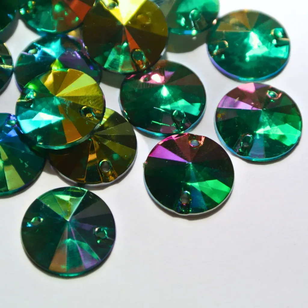 PIEDRAS ACRÍLICAS - RIVIOLI - ESMERALD AB - 14mm (100un)