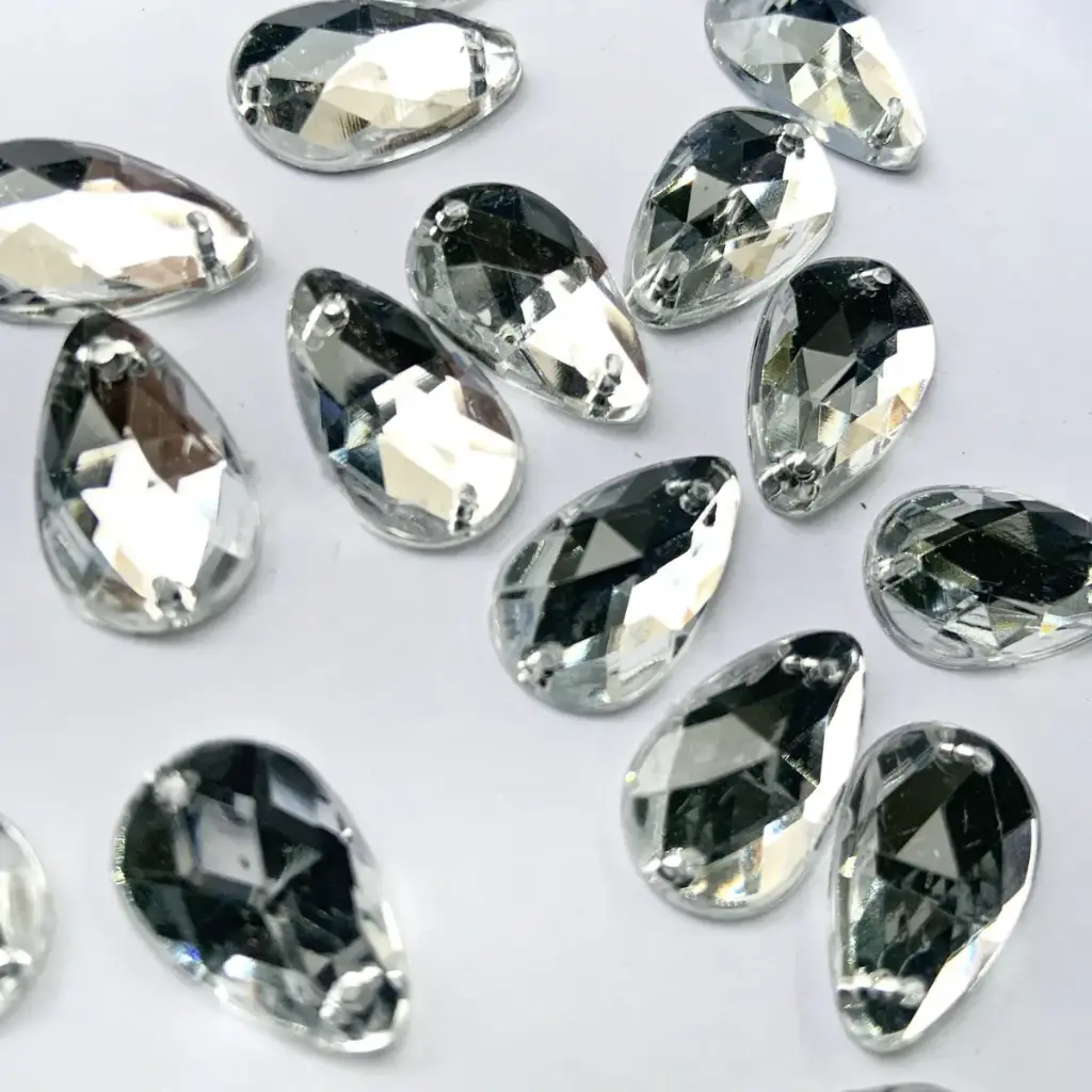 PIEDRAS DE ACRÍLICO - LÁGRIMA - CRYSTAL - 11x18 (100un)