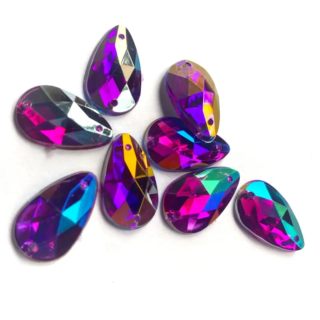 PIEDRAS DE ACRÍLICO - LÁGRIMA - PURPLE AB - 11x18 (100un)