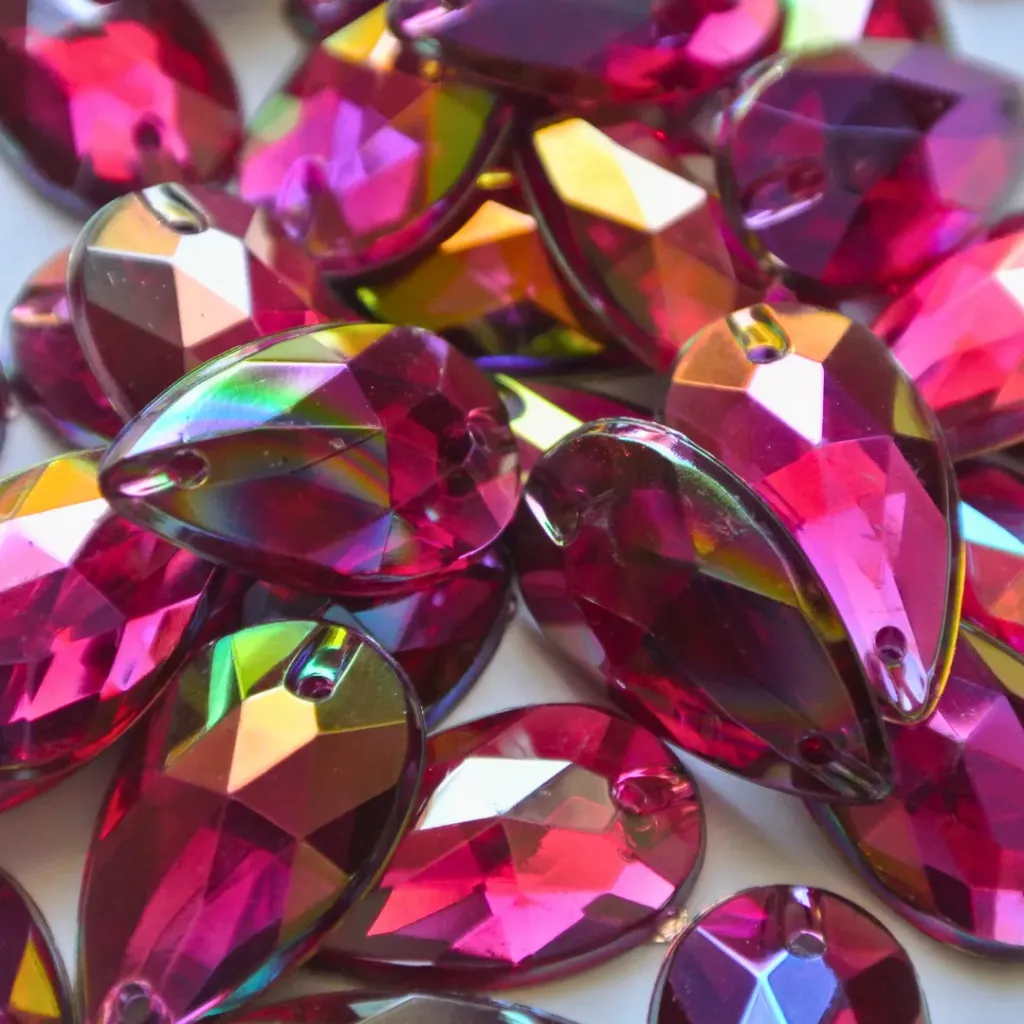 PIEDRAS DE ACRÍLICO - LÁGRIMA - ROSE AB - 11x18 (100un)