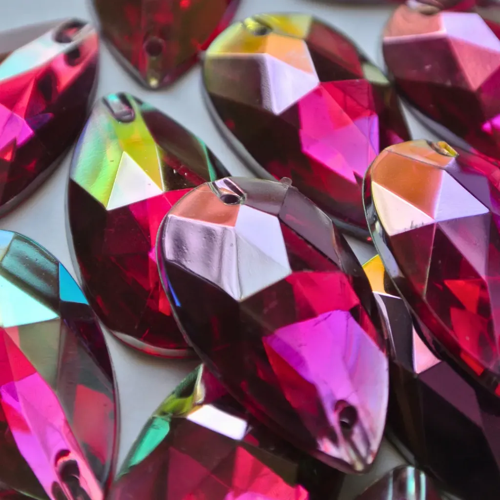 PIEDRAS DE ACRÍLICO - LÁGRIMA - ROSE AB - 17x28 (200un)