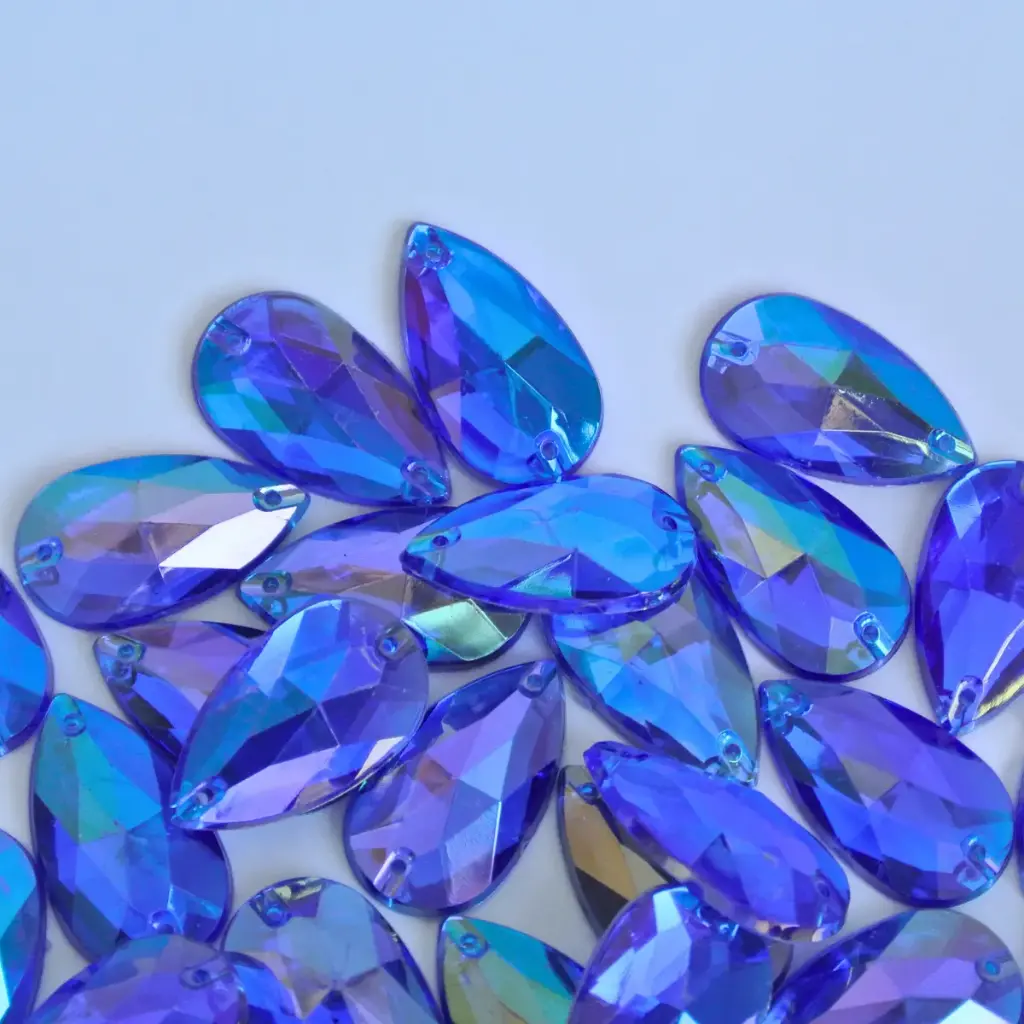 PIEDRAS DE ACRÍLICO - LÁGRIMA - SAPPHIRE AB - 17x28 (200un)