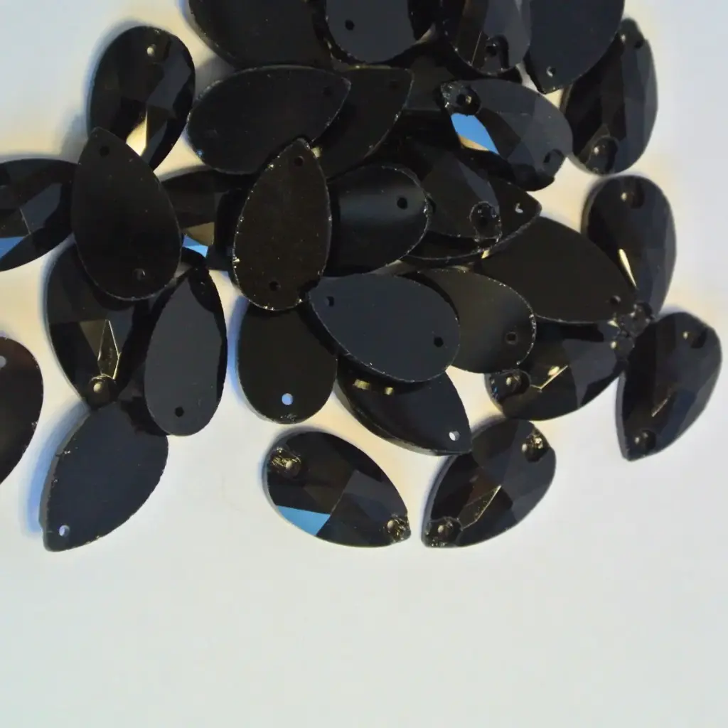 SEWON CRYSTAL - LÁGRIMA - JET - 11X18 - (x30)